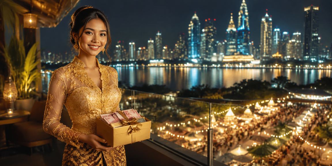 Pasar malam Vietnam dengan suasana ramai dan lampu warna-warni di malam hari